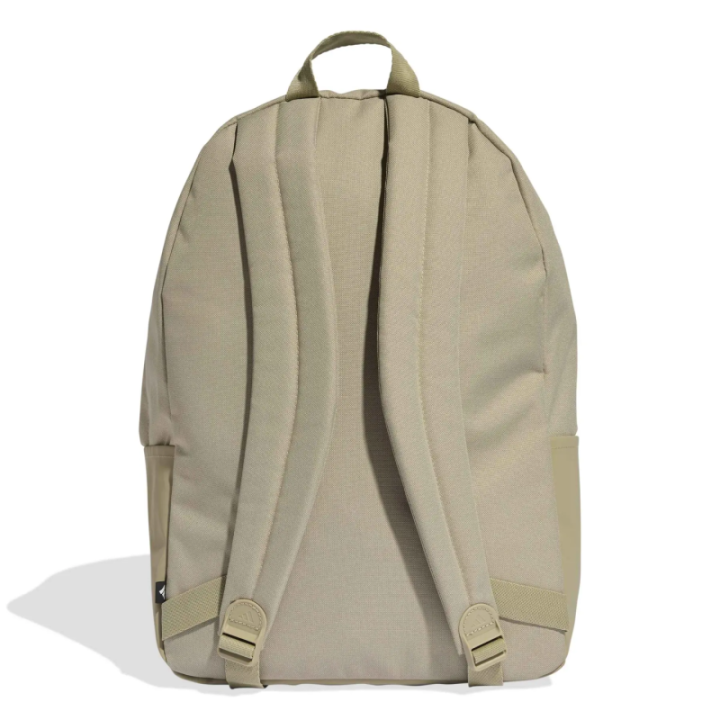 Mochila Adidas Classic 3 Bar Logo beige y blanca vista dorsal