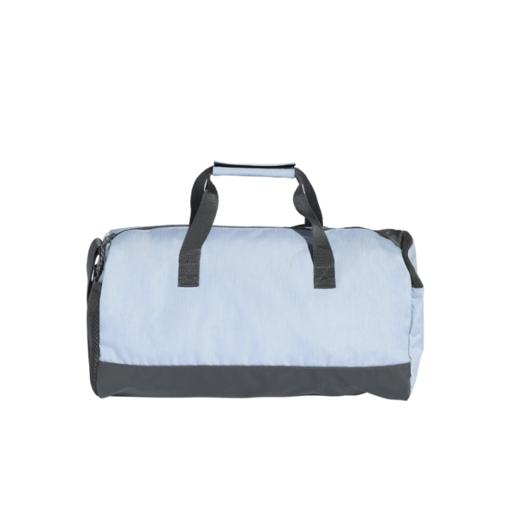 Bolsa de deporte Adidas pequeña azul y blanca vista dorsal