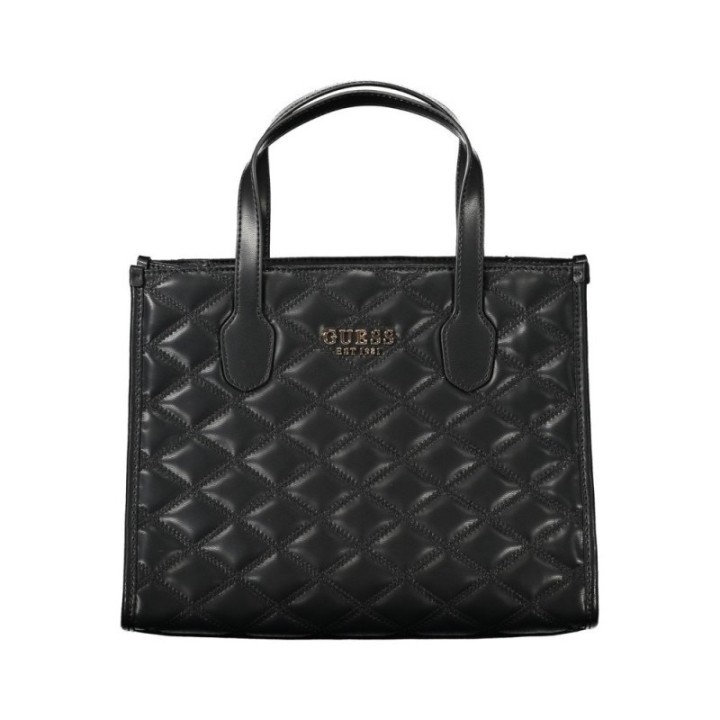 bolso shopper negro de polietileno para mujer Guess vista frontal