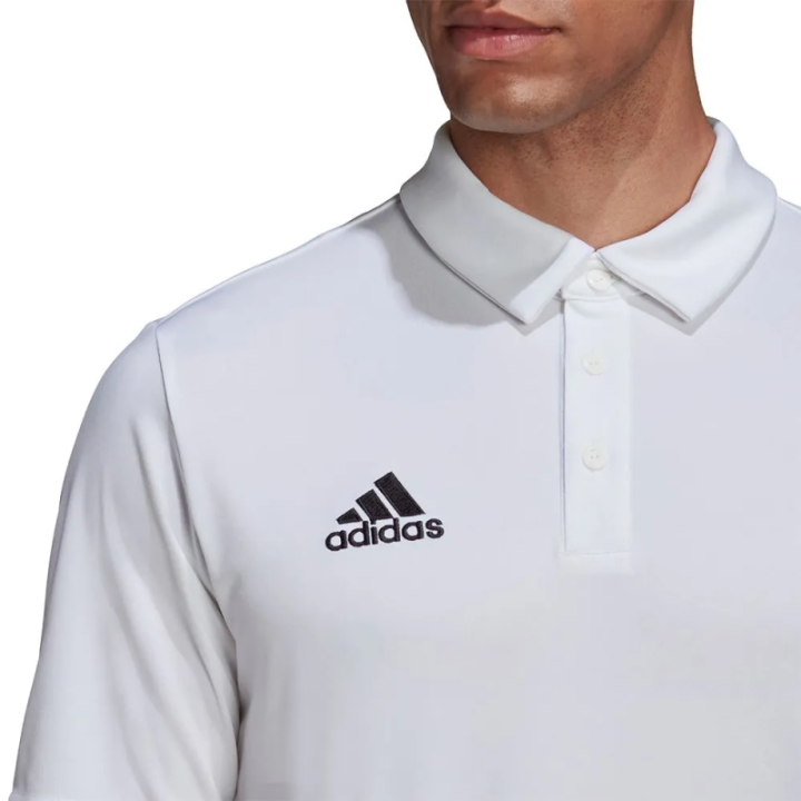 Polo Adidas Entrada 22 blanco detalle