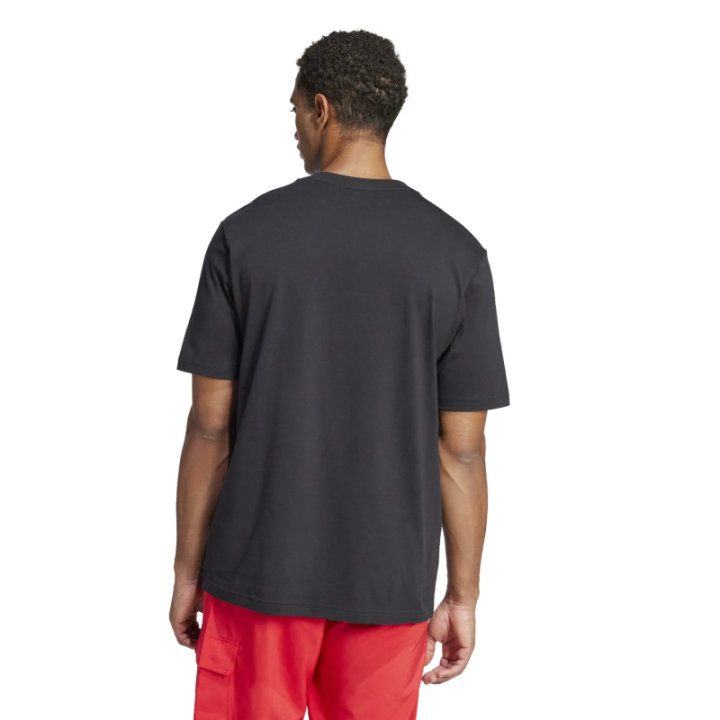 Camiseta Adidas Essentials Linear negra y blanca dorsal