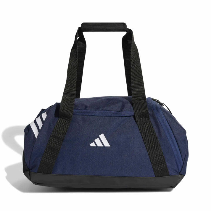 Bolsa Adidas pequeña azul y blanca vista frontal