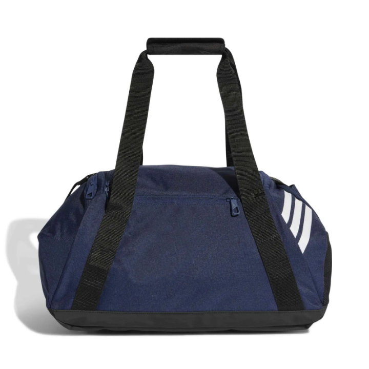 Bolsa Adidas pequeña azul y blanca vista dorsal