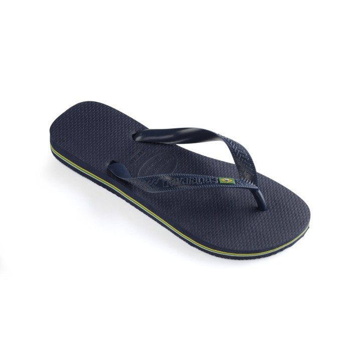 Chanclas Havaianas Brasil color azul  marino vista lateral