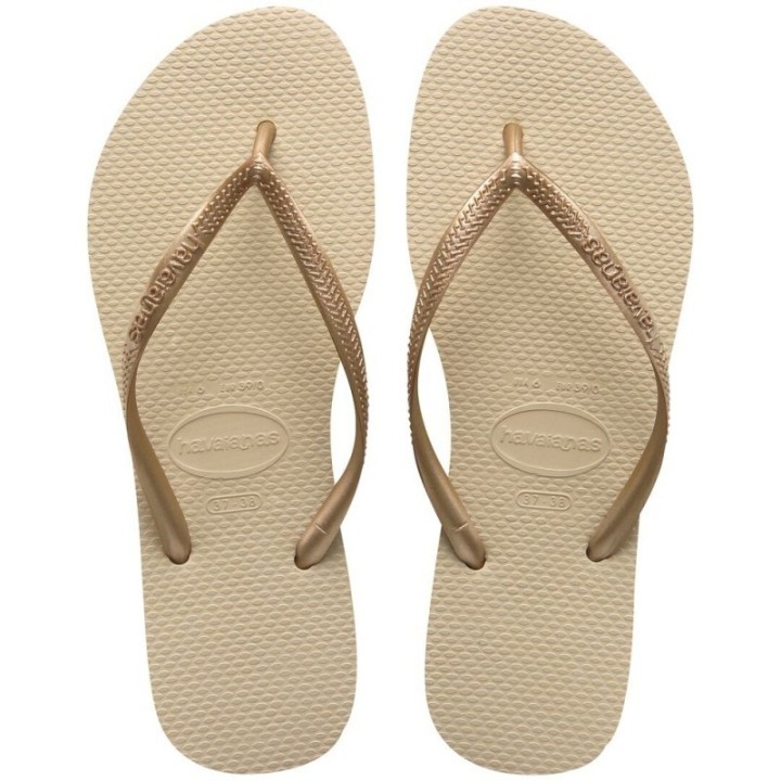 Chanclas Havaianas Slim arena oro vista cenital
