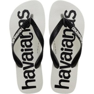 Chanclas Havaianas Top Logomania blancas y negras vista cenital