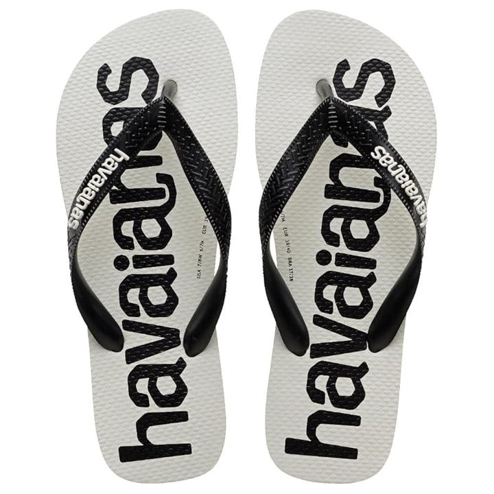 Chanclas Havaianas Top Logomania blancas y negras vista cenital