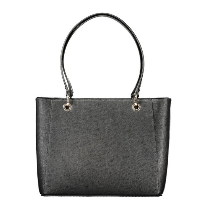 bolso tote negro sintético para mujer Guess vista frontal con asas y cierre