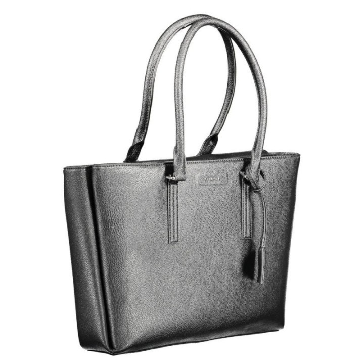 bolso de hombro negro de polietileno para mujer Calvin Klein vista frontal