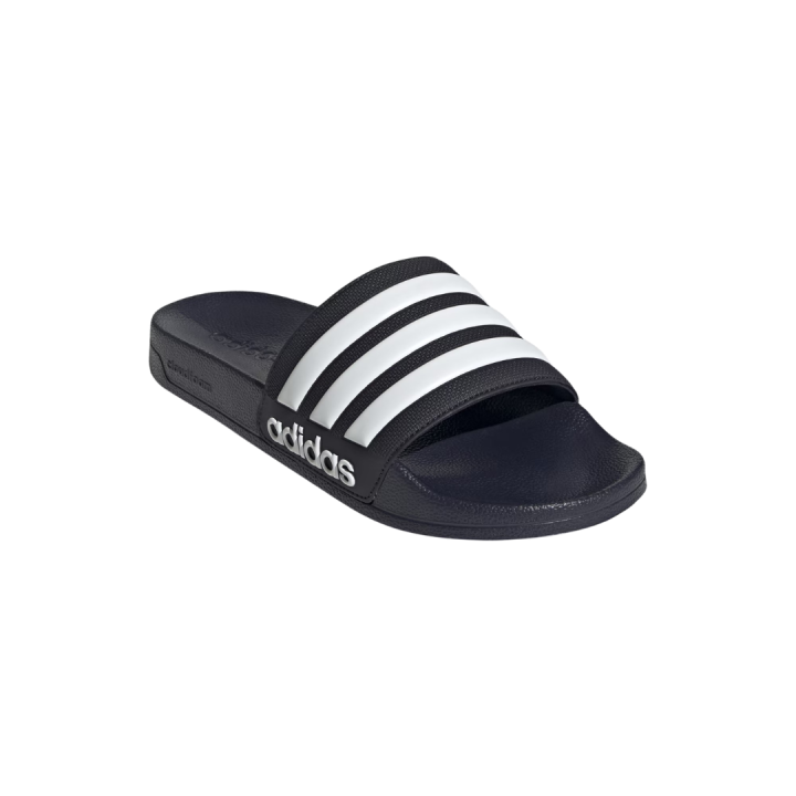 tres cuartos frontal de chanclas Adidas Adilette Shower azul marino