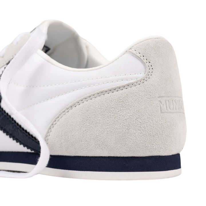 Zapatillas Munich Stereo 03 blancas y grises vista dorsal detalle