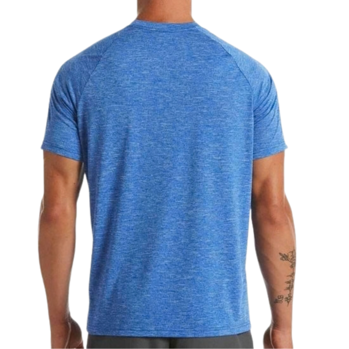 Camiseta Nike Hydroguard jaspeada azul vista dorsal