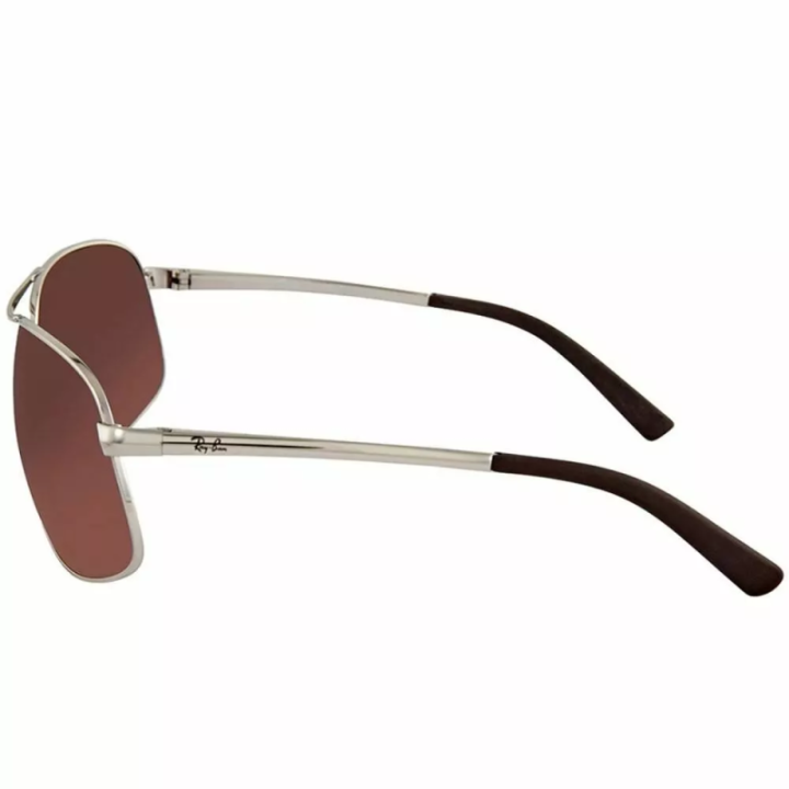 Gafas de sol Ray-Ban RB3387 Aviador plata marrón vista lateral
