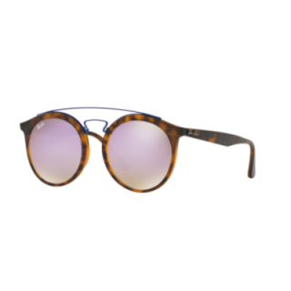 Gafas de sol Ray-Ban RB4256F New Gatsby II carey con Cristal espejo lila degradado vista frontal