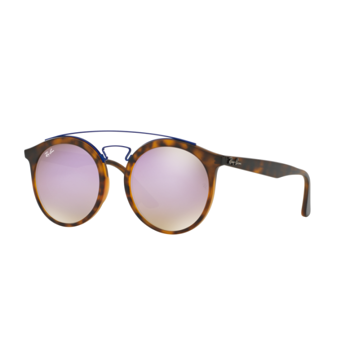 Gafas de sol Ray-Ban RB4256F New Gatsby II carey con Cristal espejo lila degradado vista frontal
