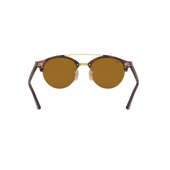 Gafas de sol Ray-Ban RB4346 Clubround Double Bridge rojo habana con Cristal B-15 marrón vista dorsal