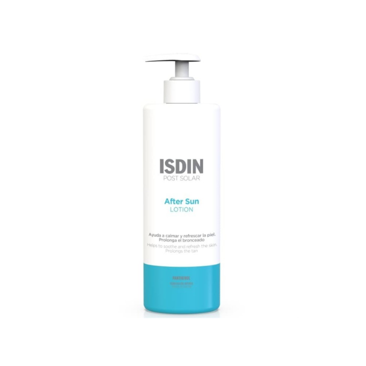 Loción after sun ISDIN Post Solar 400 ml en envase con dosificador vista frontal