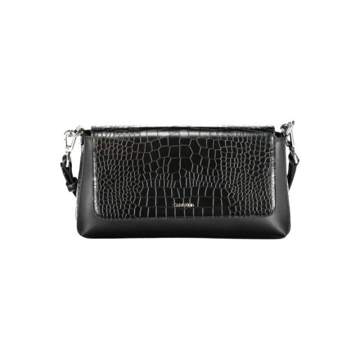 bolso negro con efecto cocodrilo para mujer Calvin Klein vista frontal